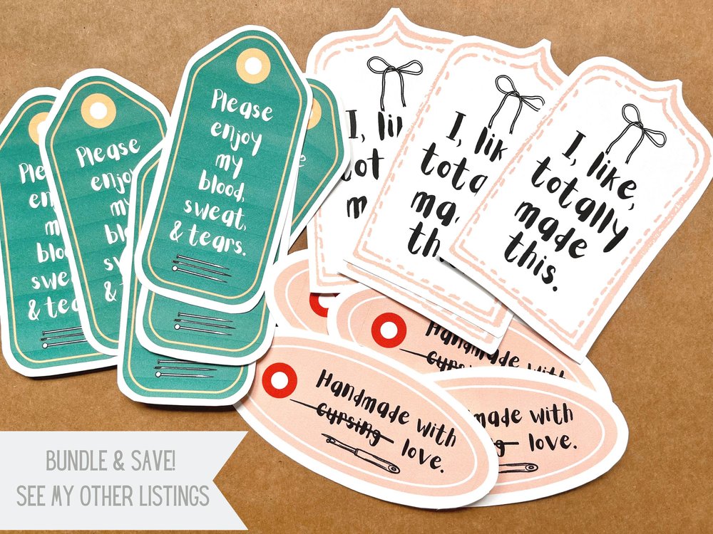 Funny Sewing Handamde with Cursing/Love Gift Tags